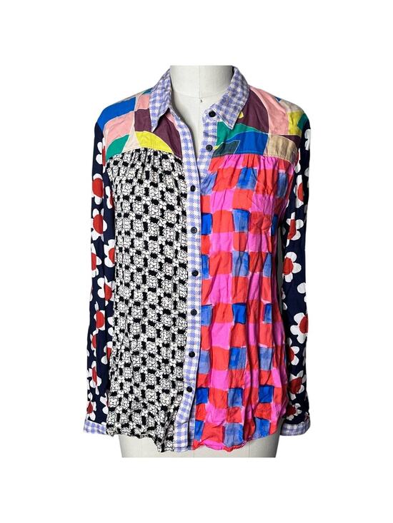 Anthropologie Tops - Maeve Anthropologie Mixed Print Patchwork Button Down Blouse Medium